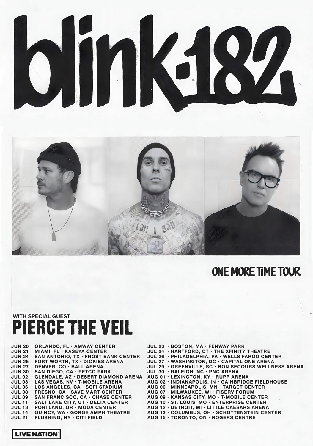 blink 182 2026–2027 live concert poster